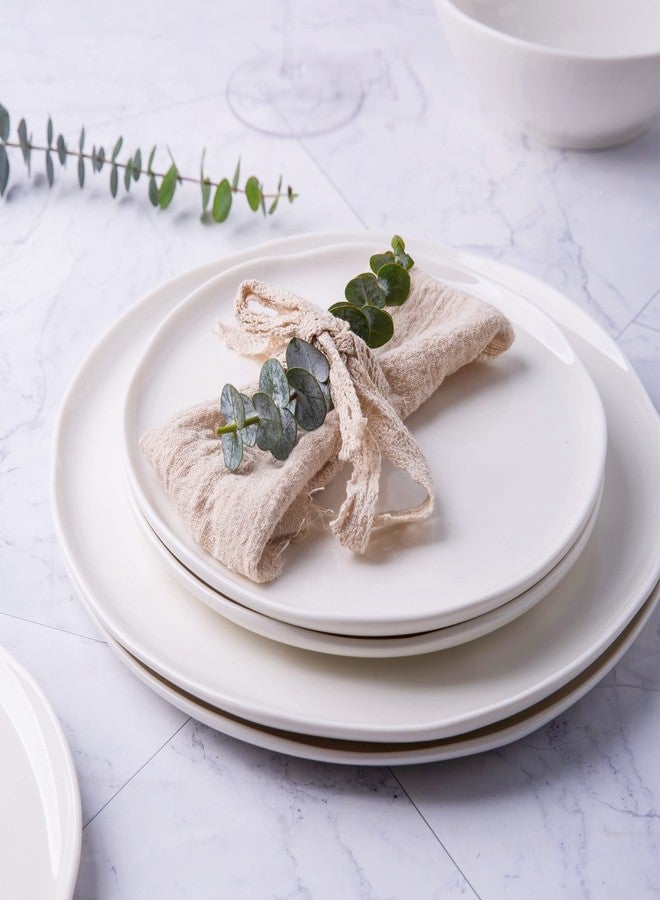 LERATIO Ceramic Plates,8.0 inch Salad Plates Set of 6,Handmade Porcelain Plates for kitchen with Wavy Edge,Microwave & Dishwasher & Oven Safe,Light weight & Scratch Resistant Dishes-White - Image 3
