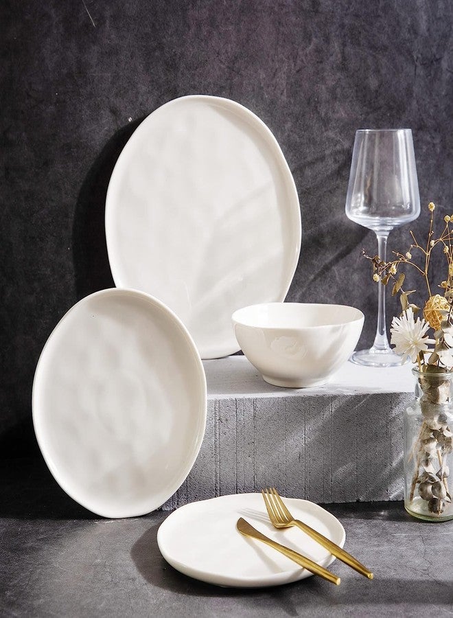 LERATIO Ceramic Plates,8.0 inch Salad Plates Set of 6,Handmade Porcelain Plates for kitchen with Wavy Edge,Microwave & Dishwasher & Oven Safe,Light weight & Scratch Resistant Dishes-White - Image 4
