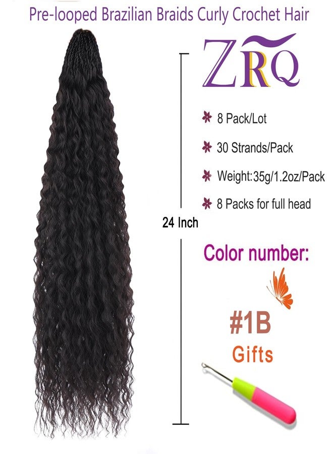 ZRQ Pre-looped Micro Brazilian Braids Curly Crochet Hair, 24 inch Water Wave, Deep Wave, Afro Kinky, Synthetic, Curly Crochet Hair Extensions, Women - Image 3