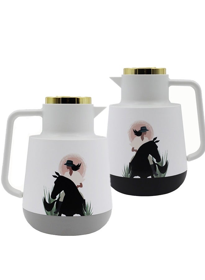 YOLO 2-Piece Plastic Coffee Tea Vacuum Flask 1 Liter Each - Image 1