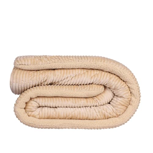 Nivasam Plush Luxury Ultra Soft Crystal Velvet Winter Blanket 1 Faux Fur Sherpa Quilt King Size Fluffy Furry Comforter Razai Ideal for Heavy Winters (Beige, Single, Pencil) - Image 3