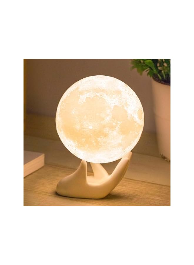 The Bros 3D Moon Lamp with Ceramic Base,Levitating Moon Lamp for Room Home Decor,LED Night Light,Mood Lighting with Touch Control Brightness,Rechargeable Night Light for Teen Girls Boys(8CM,White Light) - Image 2