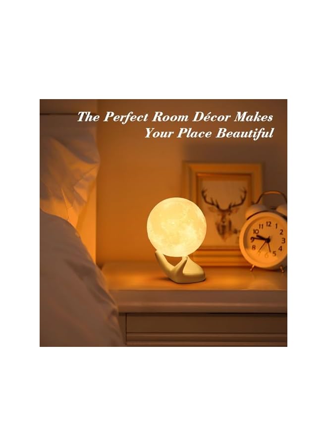 The Bros 3D Moon Lamp with Ceramic Base,Levitating Moon Lamp for Room Home Decor,LED Night Light,Mood Lighting with Touch Control Brightness,Rechargeable Night Light for Teen Girls Boys(8CM,White Light) - Image 5