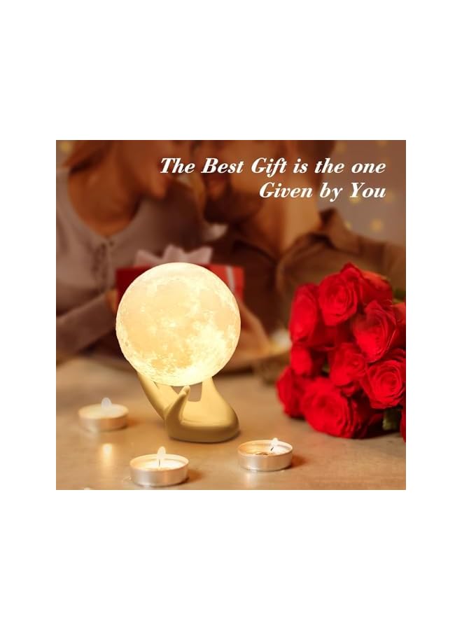 The Bros 3D Moon Lamp with Ceramic Base,Levitating Moon Lamp for Room Home Decor,LED Night Light,Mood Lighting with Touch Control Brightness,Rechargeable Night Light for Teen Girls Boys(8CM,White Light) - Image 4