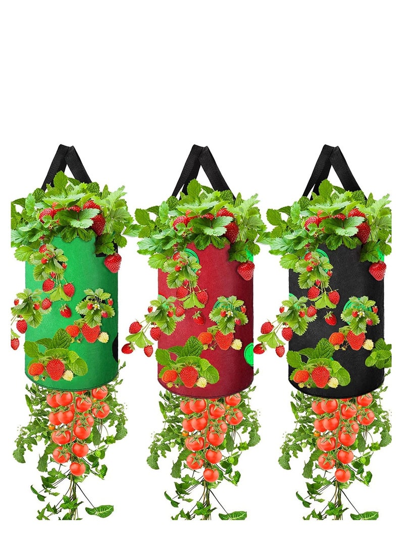 SYOSI SYOSI Upside Down Planter Tomato Herb Strawberry Grow Bags Garden Growing Bags Aeration Fabric Planter Bags with Grow Pouches Plant Growing Hanger Bag for Garden Plants (13 Holes Style, 3 Pack)  - Image 1