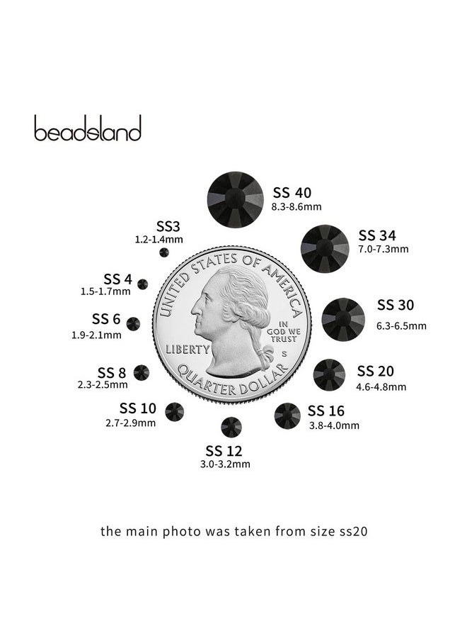 BEADSLAND Flat Back Crystal Rhinestones Round Gems, Black (4.6-4.8Mm) Ss20/1440Pcs  - Image 3