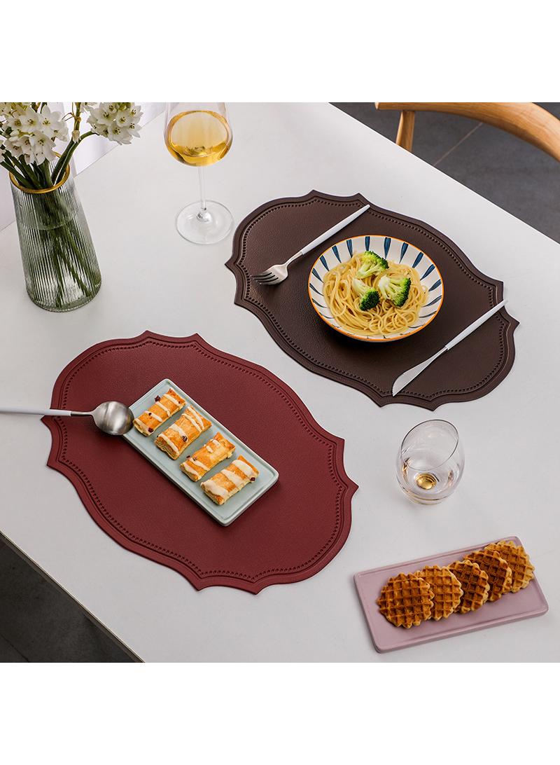 2 pcs Vintage thermal insulation pad, waterproof and oil resistant leather pad, home Western food hotel dining pad - Image 1