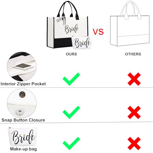 Lamyba Mother of the Bride Gifts,Mother of the Bride Tote Bag With Makeup Bag,Bridal Shower Gifts,Black and White - Image 4