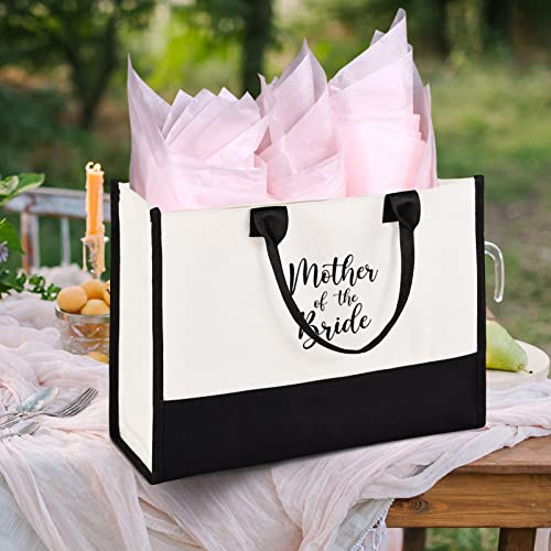 Lamyba Mother of the Bride Gifts,Mother of the Bride Tote Bag With Makeup Bag,Bridal Shower Gifts,Black and White - Image 2