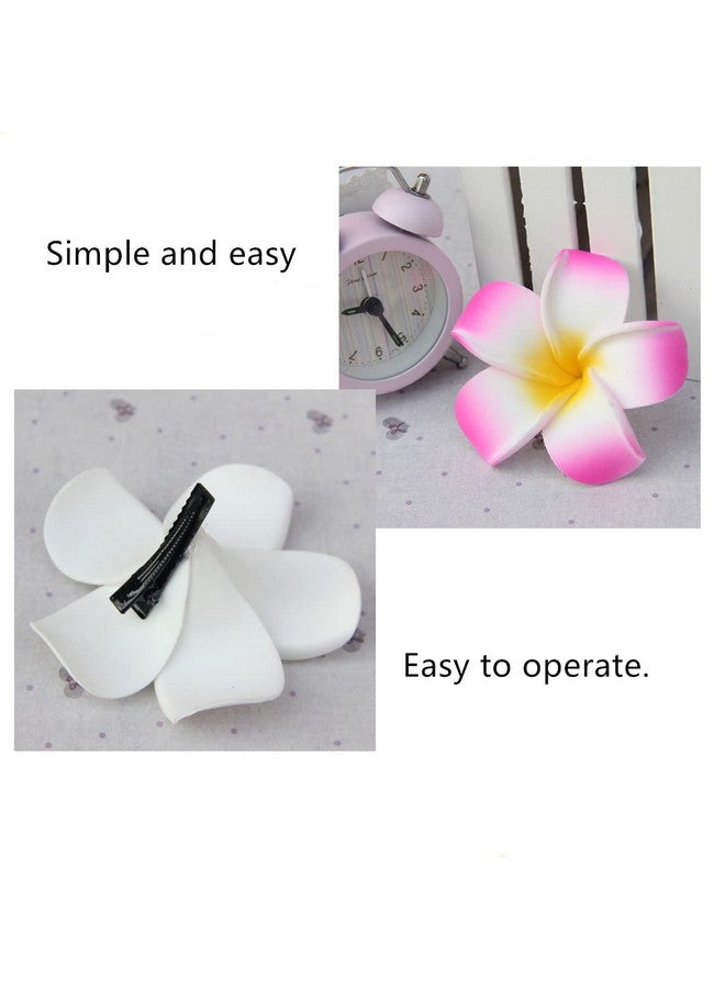 AISIBO Hawaiian Plumeria Flower Hairpins Hair Clip 12Pcs Bohemia Foam Flower Hair Clips Hawaii Hair Clips For Bridal Wedding Party Beach Holiday(Rose Red) - Image 5