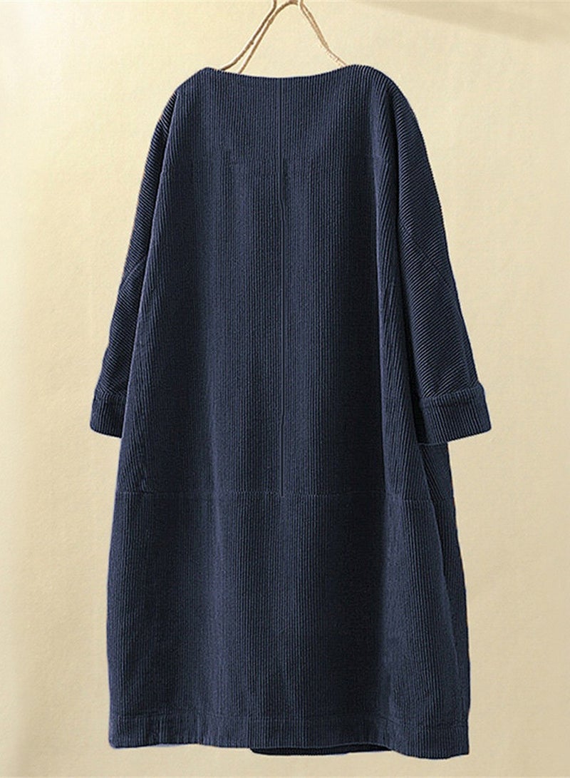 Loquat Spring Urban Casual Women's Dress Round Neck A Line Skirt Dress - Image 2