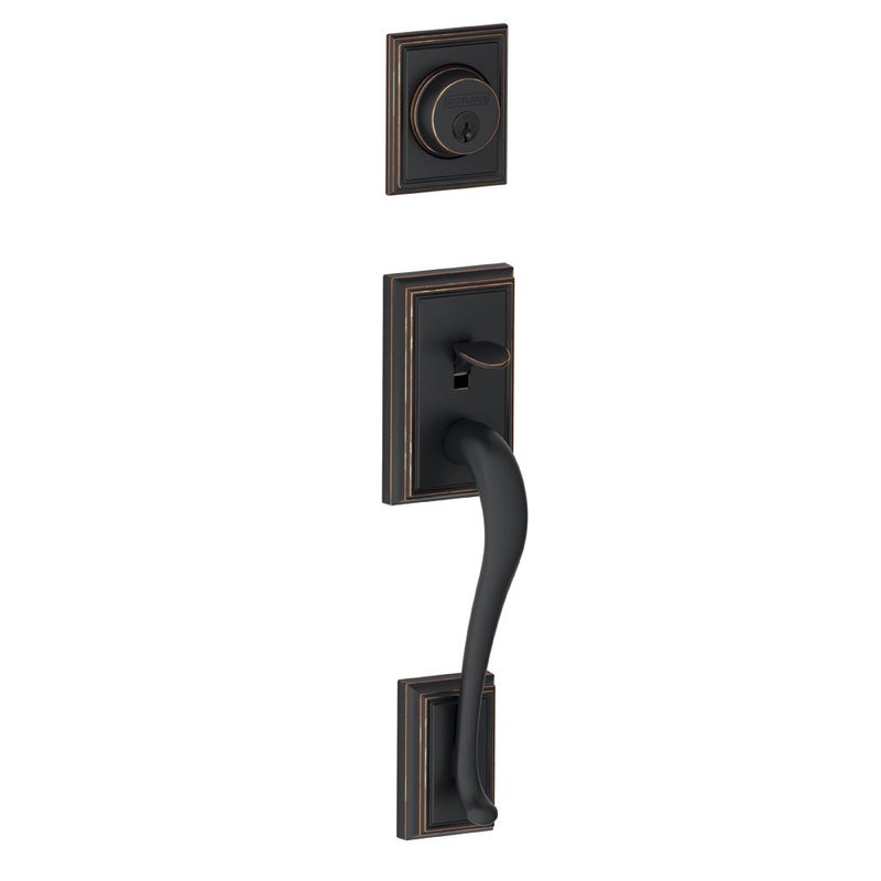 Schlage F58 ADD 505 Addison Exterior Handleset with Deadbolt, Aged Bronze (Exterior Half Only) - Image 3