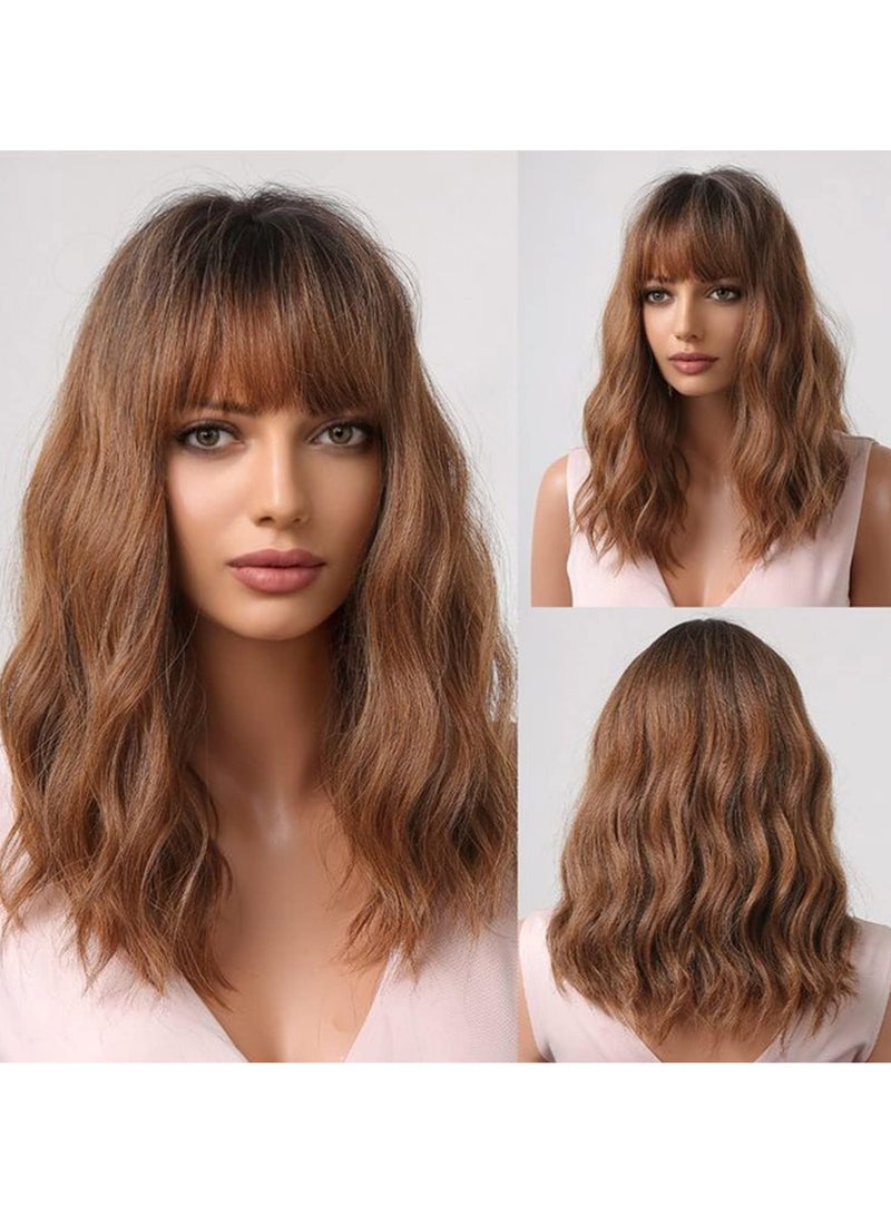 إستيل شعر مستعار بوبو مصنوع من الألياف المقاومة للحرارة للنساء، شعر مستعار كامل بمظهر طبيعي للاستخدام اليومي، بني فاتح - Image 4