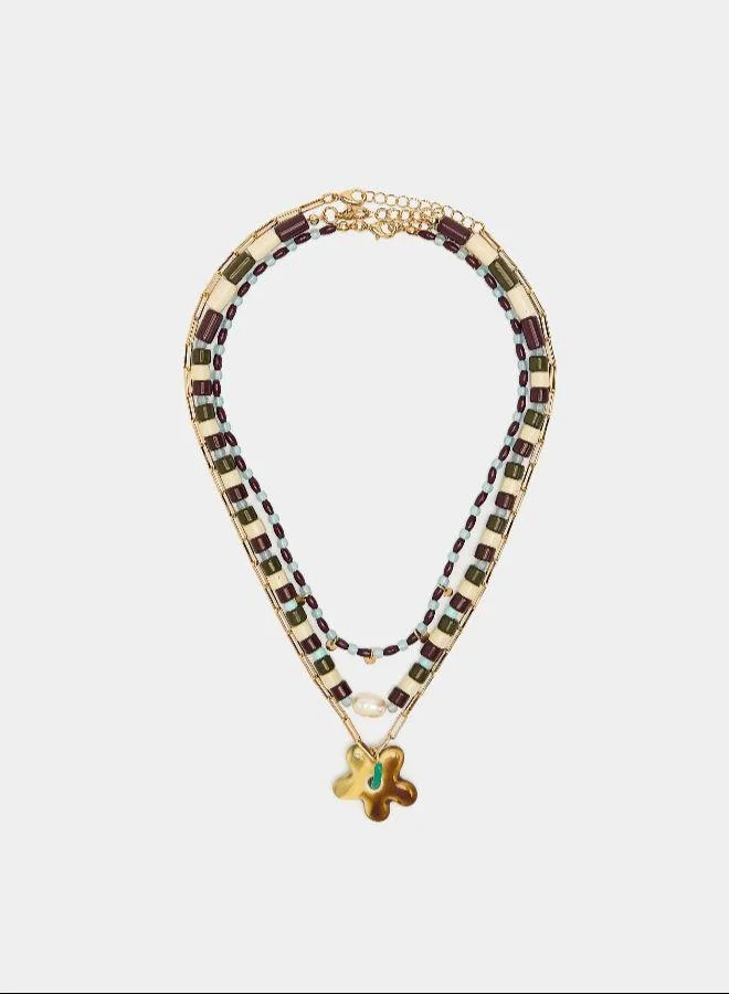 بارفوا مجموعة من القلائد مع خرز خزفي