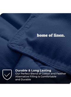 Home of linens Cotton - Plain - 3 Pieces Heavy Comforter Set - 4Kgs - Down Alternative Filling - (For Matress 180cm/200cm) - Size  (250cm x 240cm) + 2 Pillow Case Covers (50cm x 70cm) - Dark Blue  - Image 3