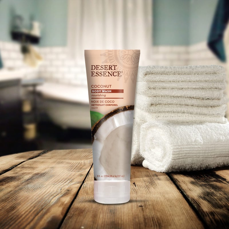 Desert Essence Coconut Body Wash Deep Hydration Infused with Moisture-Rich Botanicals Jojoba Oil, Organic Coconut & Shea Butter - Vegan, Gluten-Free, Cruelty-Free - 8oz (Pack of 2) - Image 4