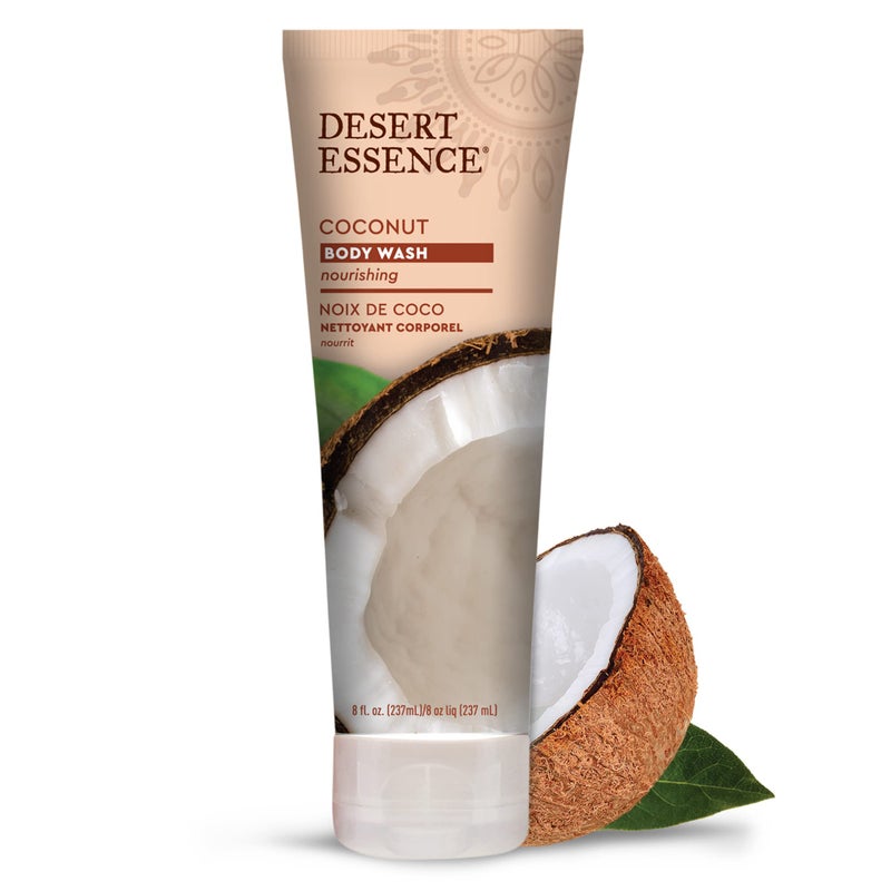 Desert Essence Coconut Body Wash Deep Hydration Infused with Moisture-Rich Botanicals Jojoba Oil, Organic Coconut & Shea Butter - Vegan, Gluten-Free, Cruelty-Free - 8oz (Pack of 2) - Image 2