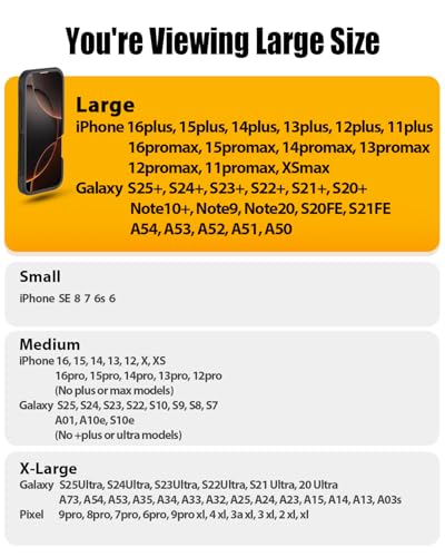 PiTau Holster for iPhone Pro Max & Plus 16, 15, 14, 13, 12, 11, 8, 7, 6, 6s, Xs Max, Cell Phone Case with Belt Clip ID Card Holder for Samsung Galaxy S25+ Note 10+, Fits with Otterbox, Black Large - Image 5