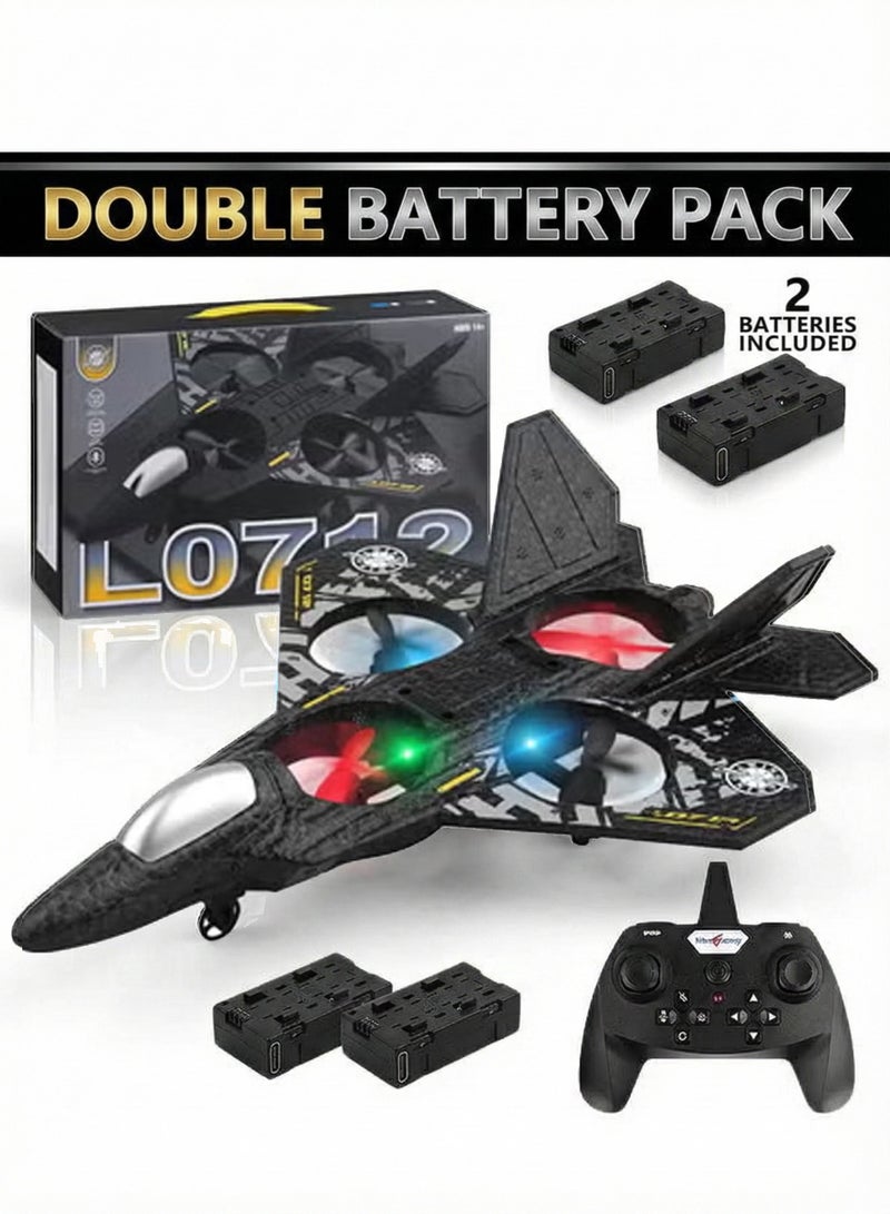 REZZOSS RC Aeroplane 2.4GHz L0712 Fighter Jet with Double Battery – Remote Control Plane for Kids & Beginners | 2x Battery Extended Flight Time EPP Foam Glider | Durable Unbreakable Outdoor Flying Toy | LED Stunt Aircraft Gift for Boys | Easy Fly Gyro System - Image 1
