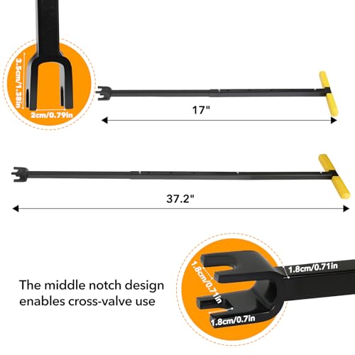 TIBOO DAY 37.2 Inch Water Meter Key Adjustable Water Shut off Tool Water Meter Key Shut off Tool 17-37.2" Length with 4 Way Multi-Functional Cross Key for Meter Valve (Yellow 37.2 Inch) - Image 2
