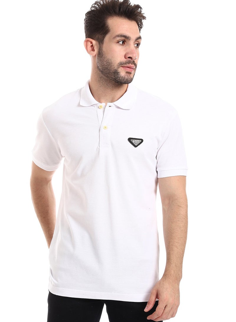 WHITE RABBIT Pique Pattern Turn Down Collar Polo Shirt  - Image 1