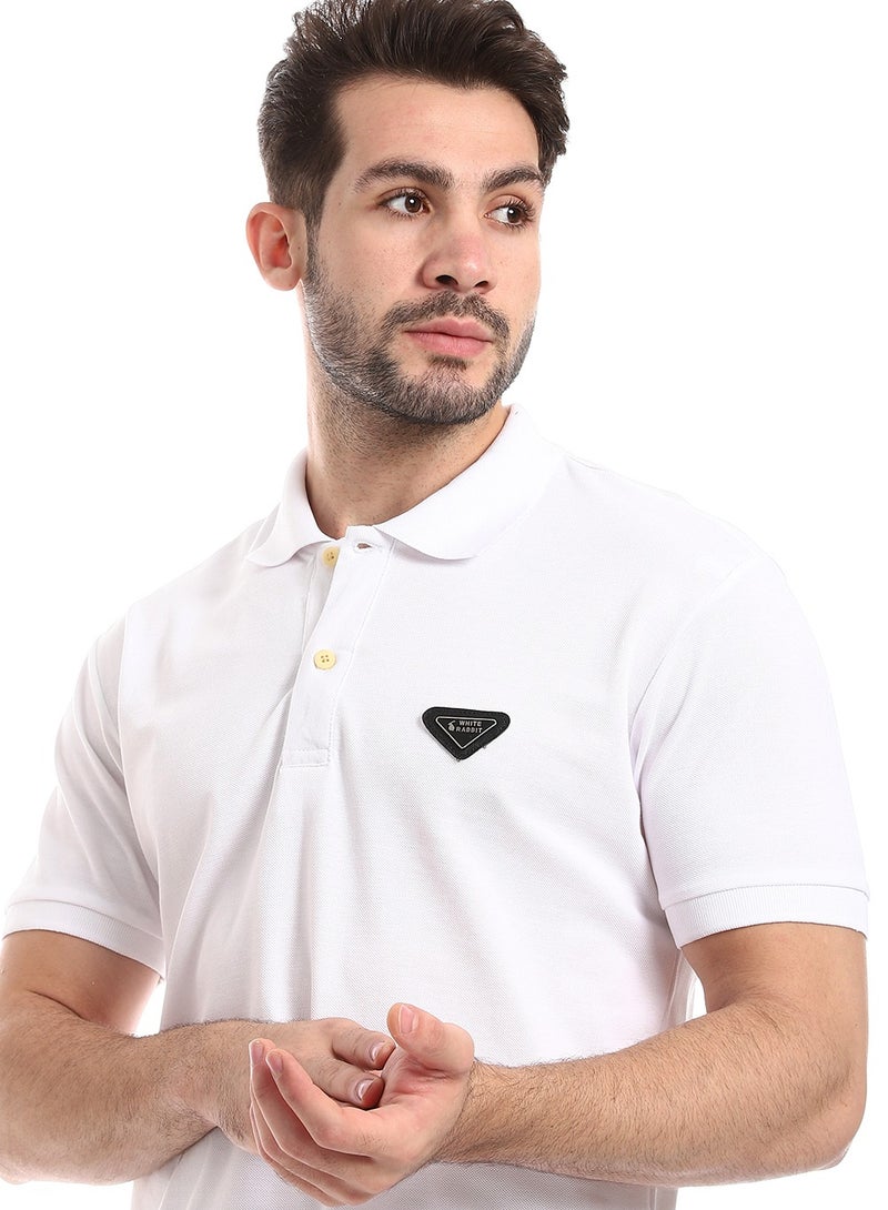 WHITE RABBIT Pique Pattern Turn Down Collar Polo Shirt  - Image 3