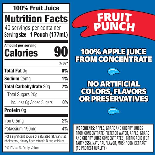 Capri-Sun Capri Sun 100 Juice Fruit Punch Naturally Flavored Juice Blend 40 ct Pack 4 Boxes of 10 Pouches - Image 5