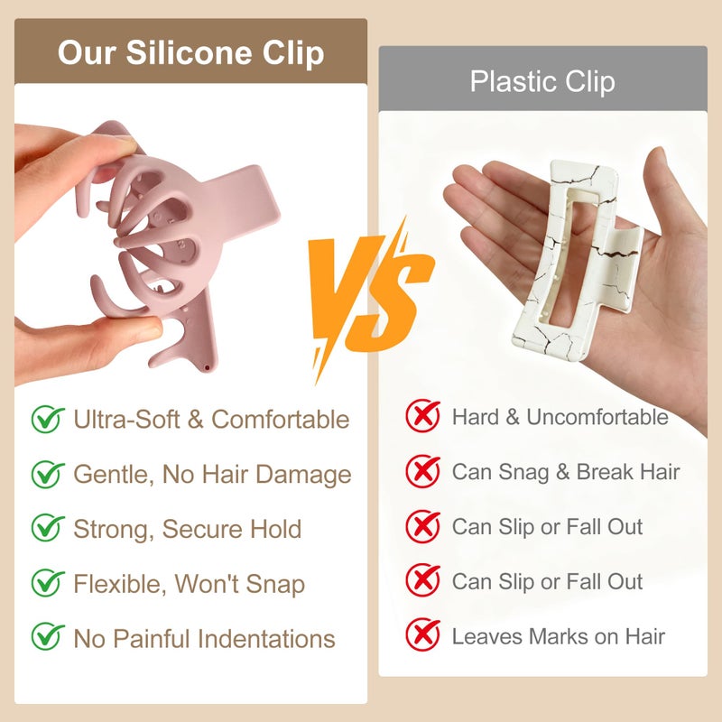 Xyntara 3 Pack Silicone Cloud Claw Clips, Soft & Flexible Cozy Claw Clips, Squishy Hairclips for Thin and Thick, Hair Accessories for Women & Girls(Style 2) - Image 2