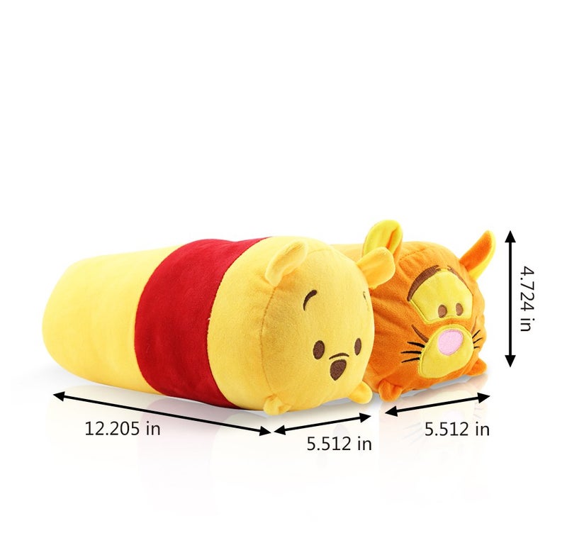 Finex 2 Pcs Set Pooh Bear and Friends Plush Travel Pillow Stackable Long Cushion for Long Flight car Ride Cruise - Image 3