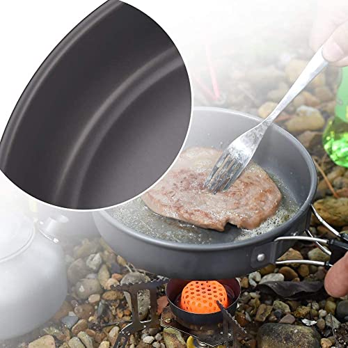Linist Camping Cookware Mess Kit, Lightweight Hiking Cookware Set with Mesh Bag, Nonstick Aluminum Cooking Kit,Outdoor Pot Pan Kettle Backpacking Mess Kit with Bowls - Image 5