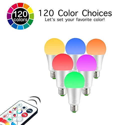 ILC LED Color Changing Light Bulb, 120 Colors, 5700K Daylight White, 70 Watt Equivalent with Remote Control RGBW RGB Daylight and White – Timing Function - A19 E26 Edison Screw (2 Pack) - Image 2