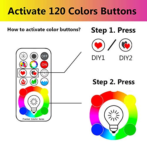 ILC LED Color Changing Light Bulb, 120 Colors, 5700K Daylight White, 70 Watt Equivalent with Remote Control RGBW RGB Daylight and White – Timing Function - A19 E26 Edison Screw (2 Pack) - Image 3