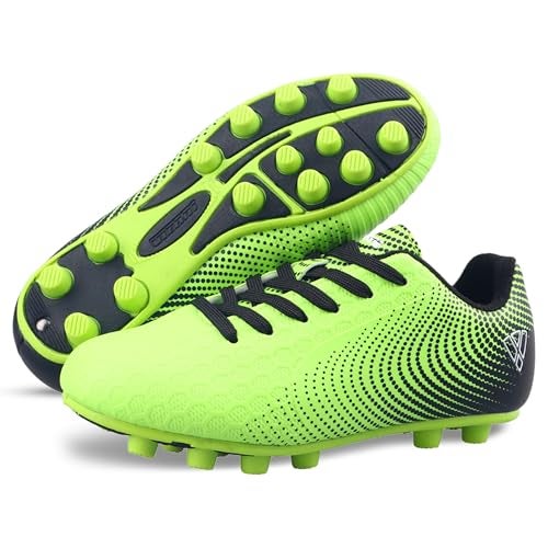 Vizari USA Stealth Boys Girls Soccer Cleats | Youth Firm Ground Athletic Outdoor Football Shoes for Toddler, Little Kid, Big Kid | Lightweight & Durable Green/Black - Image 2