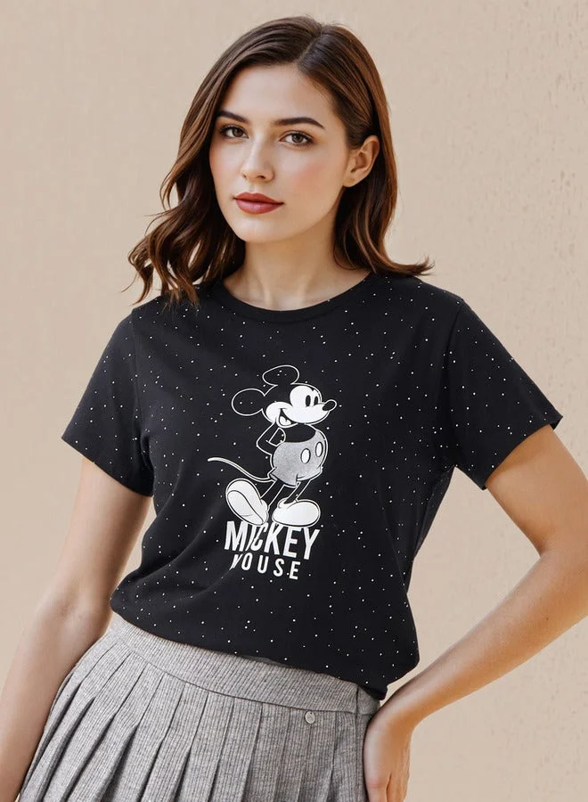 SP Characters T-shirt with Mickey Mouse Print Cotton