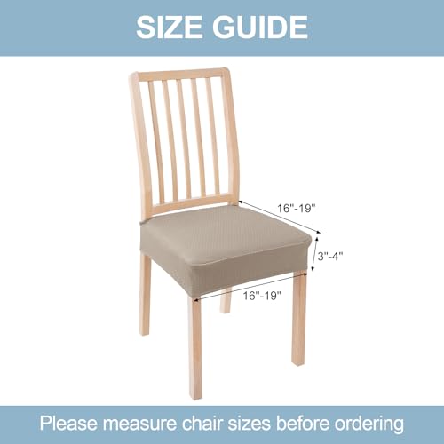 Smiry Stretch Jacquard Seat Covers for Dining Room Chairs Set of 6, Removable Washable Chair Seat Protector Slipcovers, No Rear Covers, Taupe - Image 5