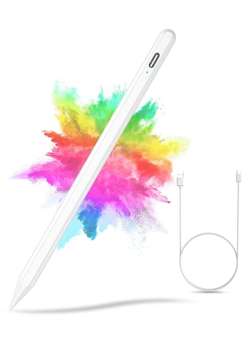 ELTRAZONE Stylus Pen for iPad 2018-2022,Stylus Pencil Compatible with Apple iPad 10/9/8/7/6th,iPad Mini 6/5th,iPad Air 5/4/3th,iPad Pro 11''/12,9'',Capacitive pen with 4 Replacement Tips,Palm Rejection (White) - Image 1