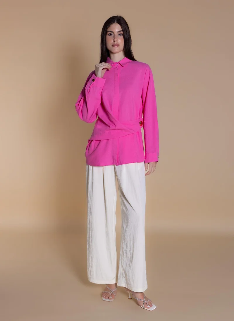 SHAPES WRAPPED LINEN BLEND SHIRT