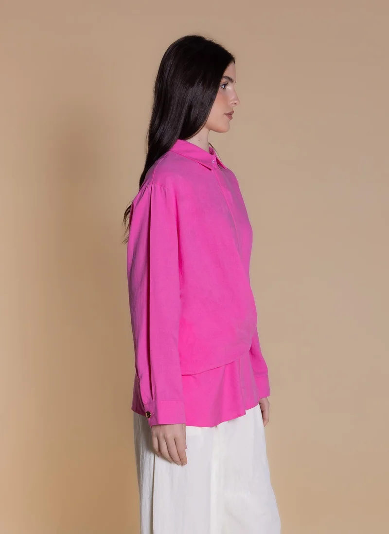 Shapes Pink WRAPPED LINEN BLEND SHIRT for Women | Best Price UAE