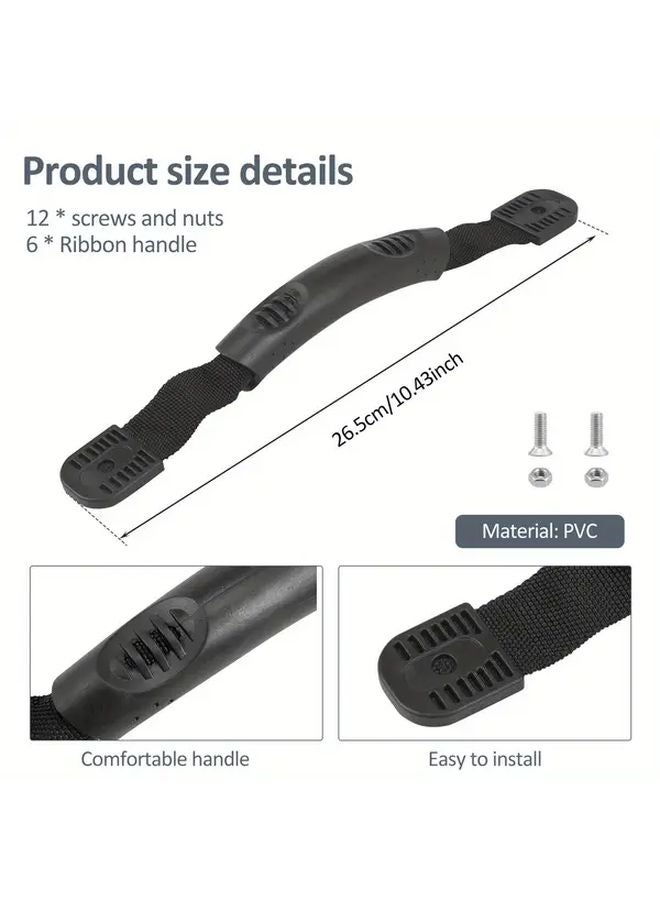 6 قطع مقابح حمل من البولي فينيل كلورايد الأسود مع مسامير التركيب لملحقات قوارب الكانو - Image 3