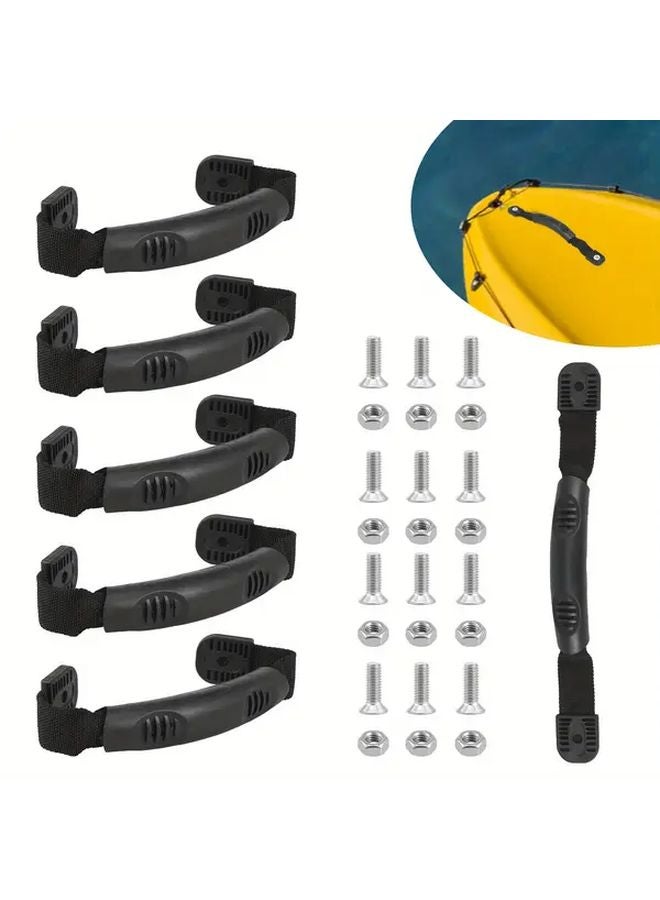 6 قطع مقابح حمل من البولي فينيل كلورايد الأسود مع مسامير التركيب لملحقات قوارب الكانو - Image 1