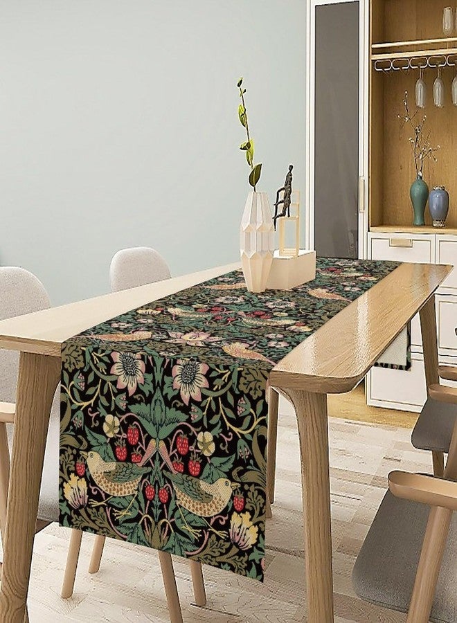 YCness William Morris Floral Table Runner, Vintage Flowers Green Botanical Printed Table Runner for Home Kitchen Dining Table Decoration,13x36 Inch - Image 2