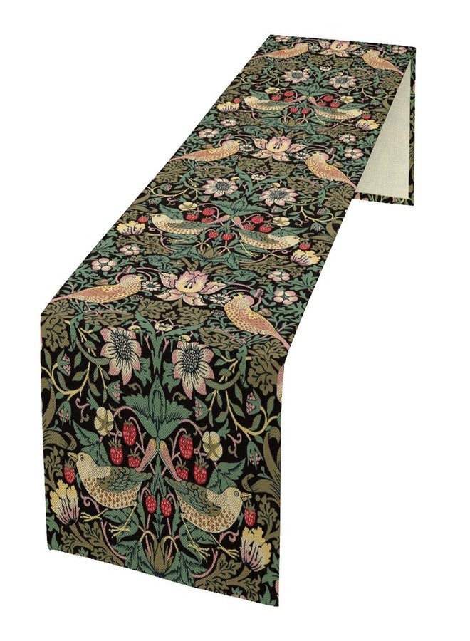 YCness William Morris Floral Table Runner, Vintage Flowers Green Botanical Printed Table Runner for Home Kitchen Dining Table Decoration,13x36 Inch - Image 1