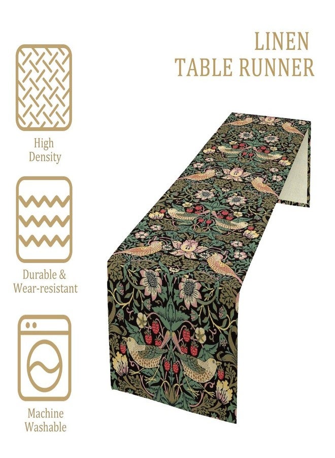 YCness William Morris Floral Table Runner, Vintage Flowers Green Botanical Printed Table Runner for Home Kitchen Dining Table Decoration,13x36 Inch - Image 4