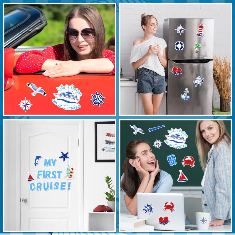 Leumoi 27 Pcs Nautical Cruise Door Magnets Decorations Funny Cruise Ship Door Magnets Magnetic Reusable Magnet for Cabin Ship Carnival Refrigerator Office Car Accessories - Image 4