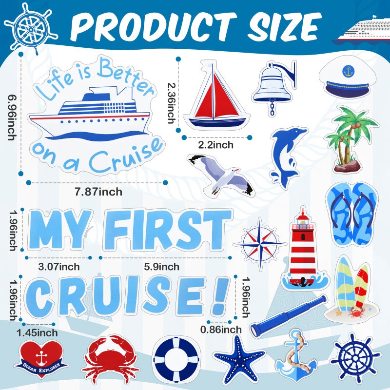 Leumoi 27 Pcs Nautical Cruise Door Magnets Decorations Funny Cruise Ship Door Magnets Magnetic Reusable Magnet for Cabin Ship Carnival Refrigerator Office Car Accessories - Image 3