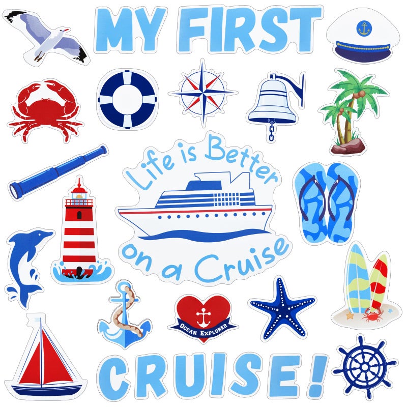 Leumoi 27 Pcs Nautical Cruise Door Magnets Decorations Funny Cruise Ship Door Magnets Magnetic Reusable Magnet for Cabin Ship Carnival Refrigerator Office Car Accessories - Image 1