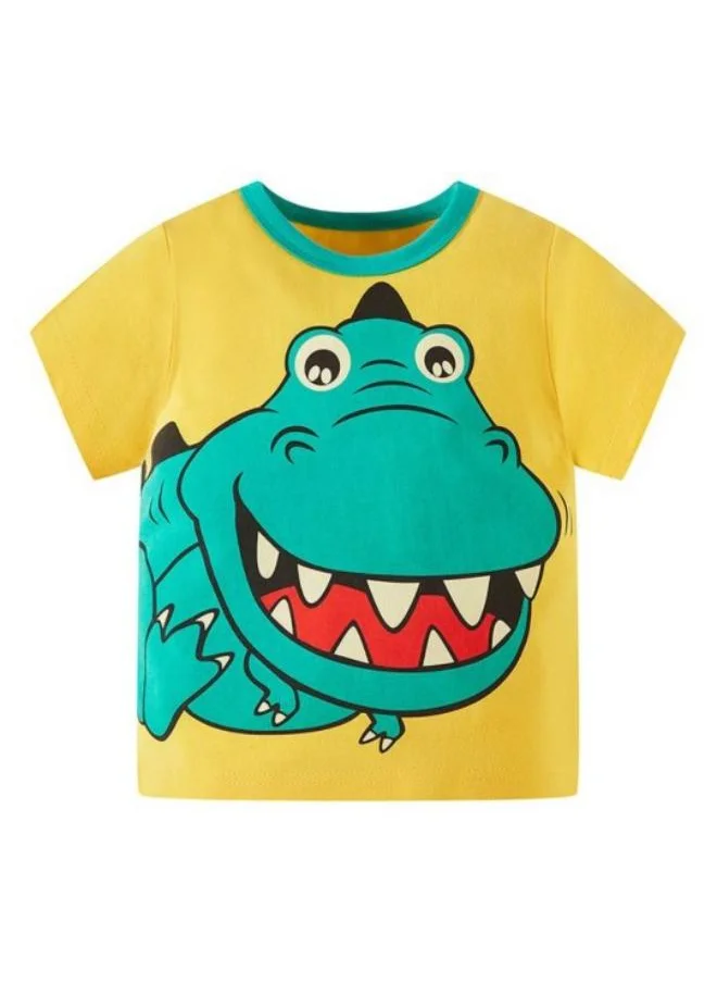 YUNIQEE Yellow Printed Short Sleeve Crew Neck T-Shirt