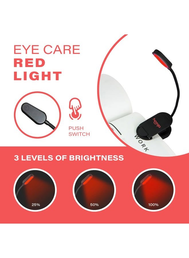 Hooga Red Book Light, Clip On 625nm LED Light for Reading in Bed, No Blue Light, Eye Care, Gift for Students, Kids, Travel, Nursing, Studying - Image 3