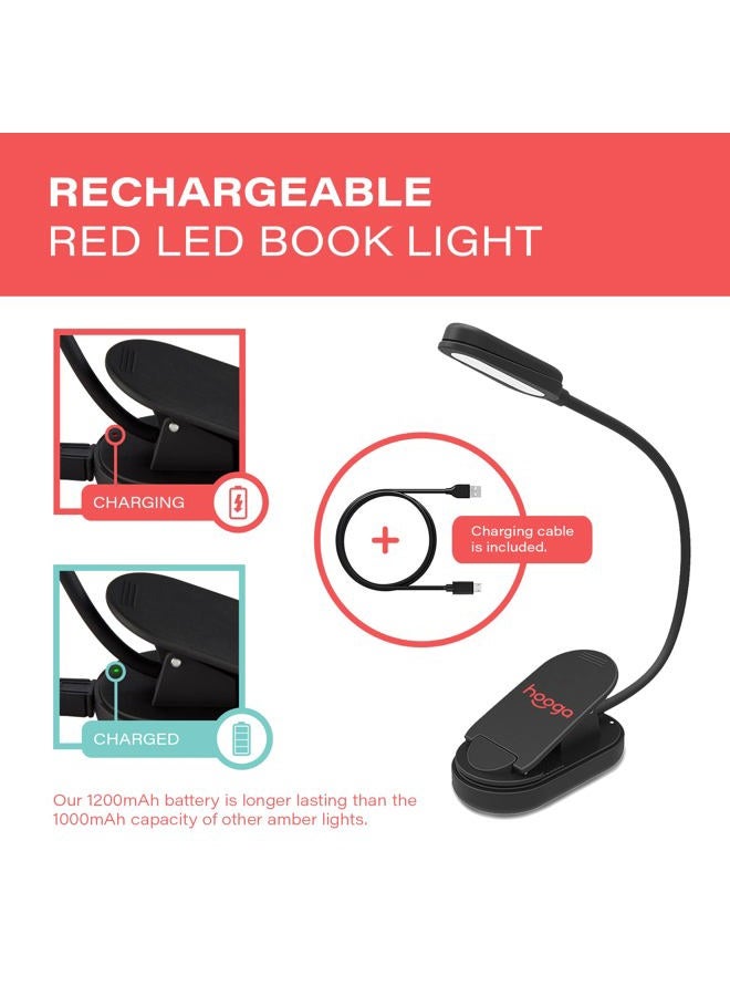 Hooga Red Book Light, Clip On 625nm LED Light for Reading in Bed, No Blue Light, Eye Care, Gift for Students, Kids, Travel, Nursing, Studying - Image 4