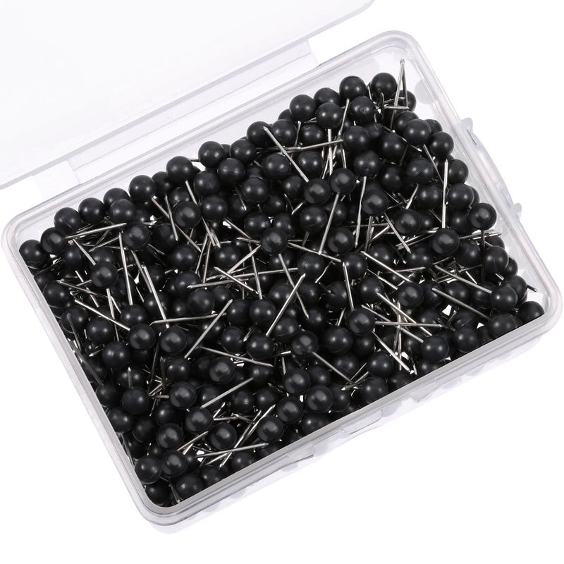 WILLBOND 500 Pack Map Push Pins Bulk 1/8 Inch Black Map Tacks Traveling Bulletin Board Supplies Small Round Head Push Pins Thumb Tacks for Travel Picture Photo Wall DIY Craft Home School Office - Image 1
